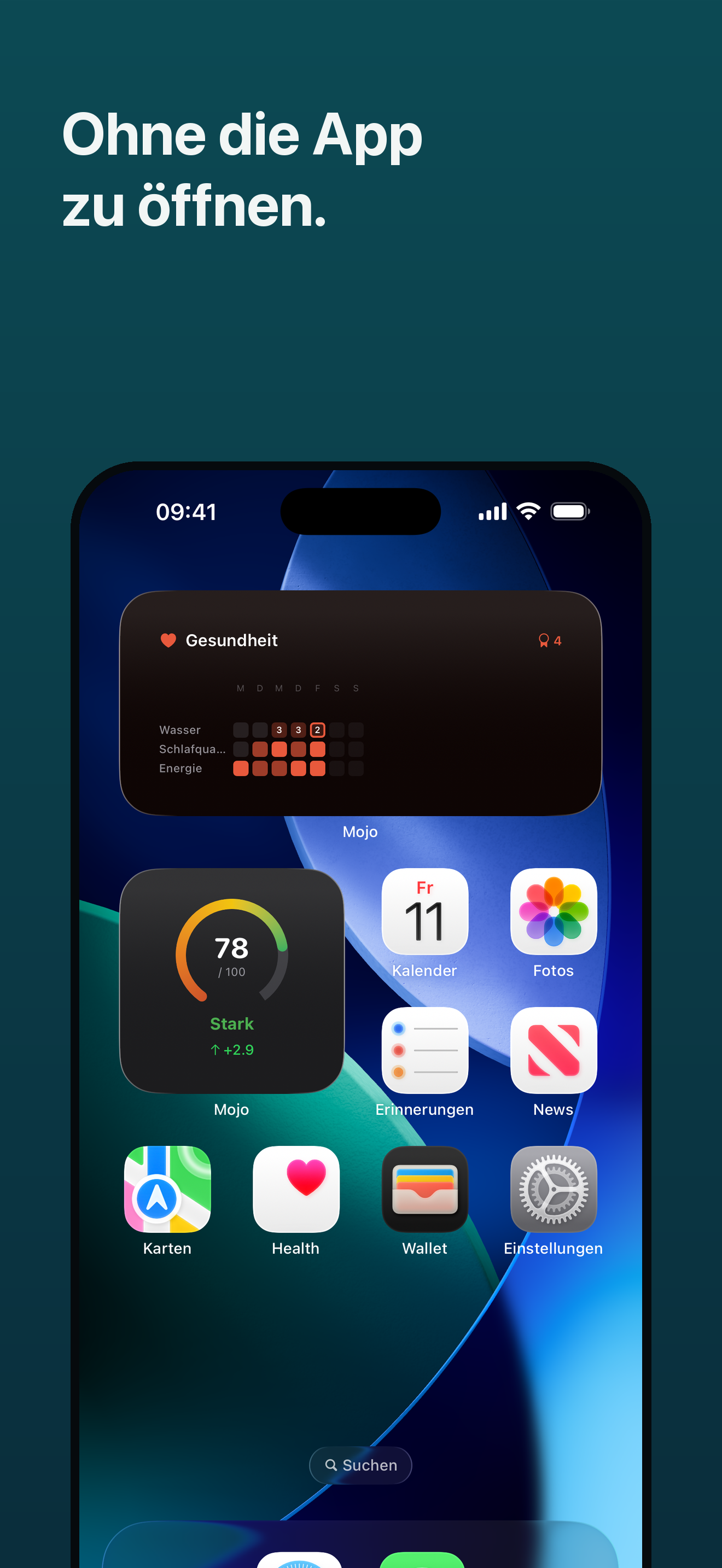 Home Screen mit zwei Mojo Widgets